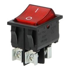 Łącznik kołyskowy podświetlany, przycisk czerwony, czarna obudowa, 20(10)A / 250V