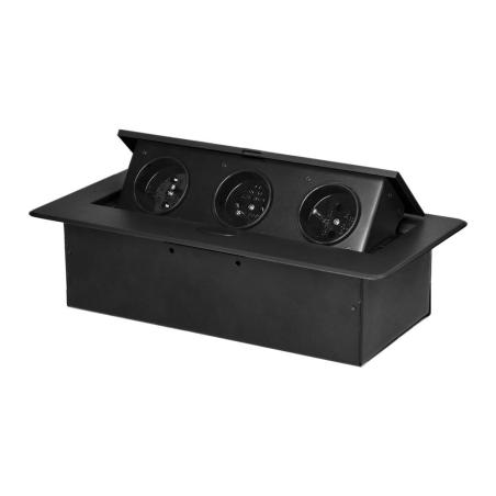 Gniazdo meblowe wpuszczane w blat , 3x2P+Z, czarne