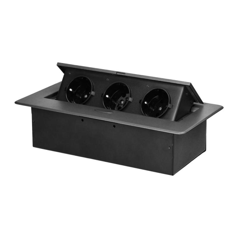 Gniazdo meblowe wpuszczane w blat , 3x2P+Z (Schuko), grafitowe