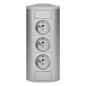 Gniazdo meblowe 3x2P+Z, szaro-srebrne Gniazdo meblowe 3x2P+Z, szaro-srebrne