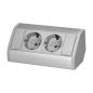 Gniazdo meblowe 2x2P+Z (Schuko), szaro-srebrne Gniazdo meblowe 2x2P+Z (Schuko), szaro-srebrne