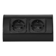 Gniazdo meblowe bez wyłącznika, 2x2P+Z (Schuko), czarne