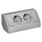 Gniazdo meblowe 2x2P+Z (Schuko), szaro-srebrne Gniazdo meblowe 2x2P+Z (Schuko), szaro-srebrne