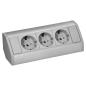 Gniazdo meblowe 3x2P+Z (Schuko), szaro-srebrne Gniazdo meblowe 3x2P+Z (Schuko), szaro-srebrne