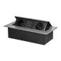 Gniazdo meblowe wpuszczane w blat z klapką, 2x230V typ E (2P+Z) + USB-A/USB-C 3,6A, srebrne