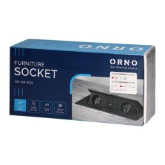 Gniazdo meblowe wpuszczane w blat z klapką, 2x230V (typ E) + USB-A i USB-C 3,6A, czarne IP20