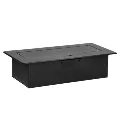 Gniazdo meblowe wpuszczane w blat z klapką, 2x230V (typ E) + USB-A i USB-C 3,6A, czarne IP20