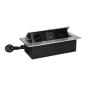 Gniazdo meblowe wpuszczane w blat srebrne 2x230V (typ E) + USB-A/USB-C 3,6A, przewód 1,5 m, klapka uchylna Gniazdo meblowe wpuszczane w blat srebrne 2x230V (typ E) + USB-A/USB-C 3,6A, przewód 1,5 m, klapka uchylna