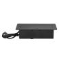Gniazdo meblowe wpuszczane w blat czarne, 2x230V typ E, USB-A + USB-C 3,6A, kabel 1,5 m, klapka uchylna Gniazdo meblowe wpuszczane w blat czarne, 2x230V typ E, USB-A + USB-C 3,6A, kabel 1,5 m, klapka uchylna
