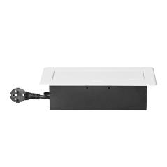 Gniazdo meblowe wpuszczane w blat z klapką: 2x230V typ E + 2xUSB A/C 3,6A, kabel 1,5 m, białe