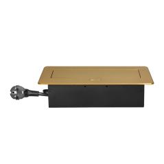 Gniazdo meblowe wpuszczane w blat, uchylne, 2x230V typ E, USB-A/USB-C 3,6A, kabel 1,5 m, złote