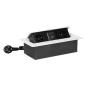 Gniazdo meblowe wpuszczane w blat z klapką: 2x230V typ E + 2xUSB A/C 3,6A, kabel 1,5 m, białe