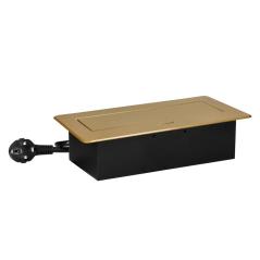 Gniazdo meblowe wpuszczane w blat, uchylne, 2x230V typ E, USB-A/USB-C 3,6A, kabel 1,5 m, złote