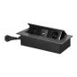 Gniazdo meblowe wpuszczane w blat z klapką, 2x230V (typ E) + USB-A/USB-C 3,6A, kabel 1,5m, grafitowe