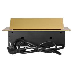 Gniazdo meblowe wpuszczane w blat, uchylne, 2x230V typ E, USB-A/USB-C 3,6A, kabel 1,5 m, złote