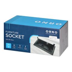 Gniazdo meblowe wpuszczane w blat 2x French, 2x USB A+C 3,6A, 2x RJ45, przewód 1,5 m, czarne