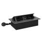 Gniazdo meblowe wpuszczane w blat z klapką, 2x230V (typ E) + USB-A/USB-C 3,6A, kabel 1,5m, grafitowe