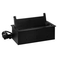 Gniazdo meblowe wpuszczane w blat 2x French, 2x USB A+C 3,6A, 2x RJ45, przewód 1,5 m, czarne