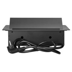 Gniazdo meblowe wpuszczane w blat z klapką, 2x230V (typ E) + USB-A/USB-C 3,6A, kabel 1,5m, grafitowe