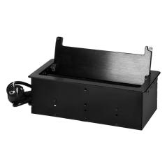Gniazdo meblowe wpuszczane w blat 2x French, 2x USB A+C 3,6A, 2x RJ45, przewód 1,5 m, czarne