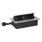 Gniazdo meblowe wpuszczane w blat 2x Schuko + 2x USB (A+C, 3,6A), kabel 1,5 m, srebrne Gniazdo meblowe wpuszczane w blat 2x Schuko + 2x USB (A+C, 3,6A), kabel 1,5 m, srebrne