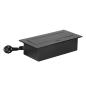 Gniazdo meblowe wpuszczane w blat z klapką, 2x Schuko, 2x USB (A+C 3,6A), kabel 1,5 m, czarne