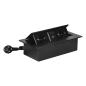 Gniazdo meblowe wpuszczane w blat z klapką, 2x Schuko, 2x USB (A+C 3,6A), kabel 1,5 m, czarne