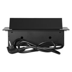 Gniazdo meblowe wpuszczane w blat z klapką, 2x Schuko, 2x USB (A+C 3,6A), kabel 1,5 m, czarne