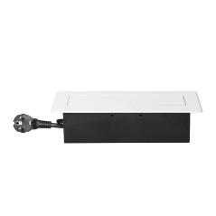 Gniazdo meblowe wpuszczane w blat z klapką, 2x Schuko, 2x USB (A+C 3,6A), kabel 1,5 m, białe