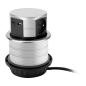 Wysuwane gniazdo meblowe okrągłe Ø104 mm, 3x French 230V, USB-A+C 3A, kabel 1,5 m, srebrne