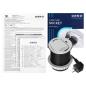 Gniazdo meblowe wpuszczane Ø60 mm z klapką, 1x French 230V + USB-C PD 20W, przewód 1,9 m, srebrne Gniazdo meblowe wpuszczane Ø60 mm z klapką, 1x French 230V + USB-C PD 20W, przewód 1,9 m, srebrne