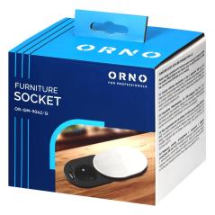 Gniazdo meblowe wpuszczane Ø60 mm z pokrywką, 1x French 2P+Z, 2x USB-A/USB-C PD 20W, 1,9 m, srebrne