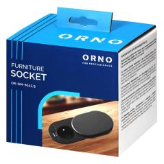 Gniazdo meblowe wpuszczane Ø60 mm, 1x French, USB-A + USB-C PD 20W, przesuwna pokrywka, kabel 1,9 m, czarne
