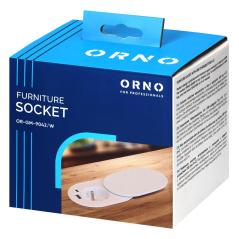 Gniazdo meblowe wpuszczane Ø60 mm z pokrywą przesuwną, 1x Typ E, USB-A + USB-C PD 20W, przewód 1,9 m, białe