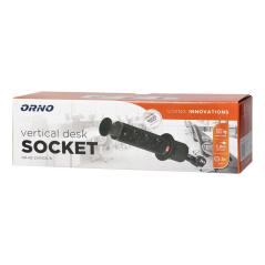 Gniazdo meblowe wpuszczane Ø6 cm, wysuwane z blokadą, 3x Schuko 230V, przewód 1,8 m, czarne
