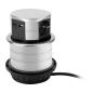 Wysuwane gniazdo meblowe do blatu Ø10 cm, 3x Schuko, 2x USB-A/USB-C, przewód 1,5 m, srebrne Wysuwane gniazdo meblowe do blatu Ø10 cm, 3x Schuko, 2x USB-A/USB-C, przewód 1,5 m, srebrne