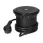 Wysuwane gniazdo meblowe Ø10 cm: 3x Schuko, USB-A/USB-C QC 3.0, ładowarka indukcyjna Qi 10 W, kabel 1,5 m, czarne