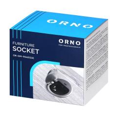 Gniazdo meblowe wpuszczane Ø60 mm z klapką: Schuko + USB-C PD 20W, kabel 1,9 m, srebrne