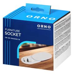 Gniazdo meblowe wpuszczane Ø64 mm białe, 1x Schuko, 2x USB A+C PD 20W, przewód 1,9 m, pokrywa przesuwna