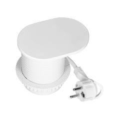 Gniazdo meblowe wpuszczane Ø64 mm białe, 1x Schuko, 2x USB A+C PD 20W, przewód 1,9 m, pokrywa przesuwna