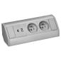Gniazdo meblowe 2x2P+Z, 2xUSB (typ A+C, 2,4A), szaro-srebrne Gniazdo meblowe 2x2P+Z, 2xUSB (typ A+C, 2,4A), szaro-srebrne