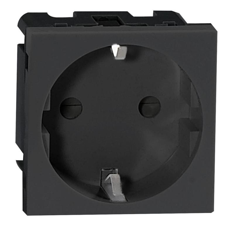NOEN GS, gniazdo modułowe 45x45mm 1x2P+Z (Schuko), 16A 250V, czarne