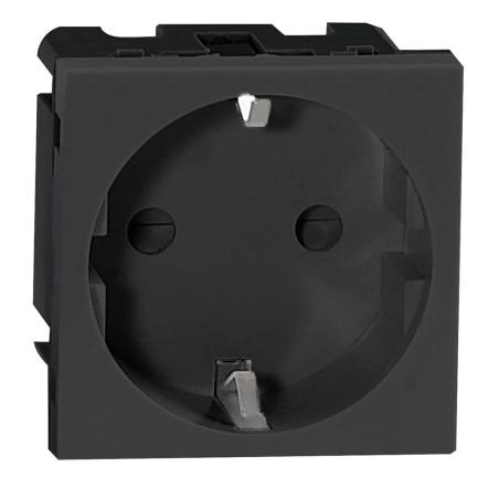 NOEN GS, gniazdo modułowe 45x45mm 1x2P+Z (Schuko), 16A 250V, czarne