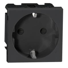 NOEN GS, gniazdo modułowe 45x45mm 1x2P+Z (Schuko), 16A 250V, czarne