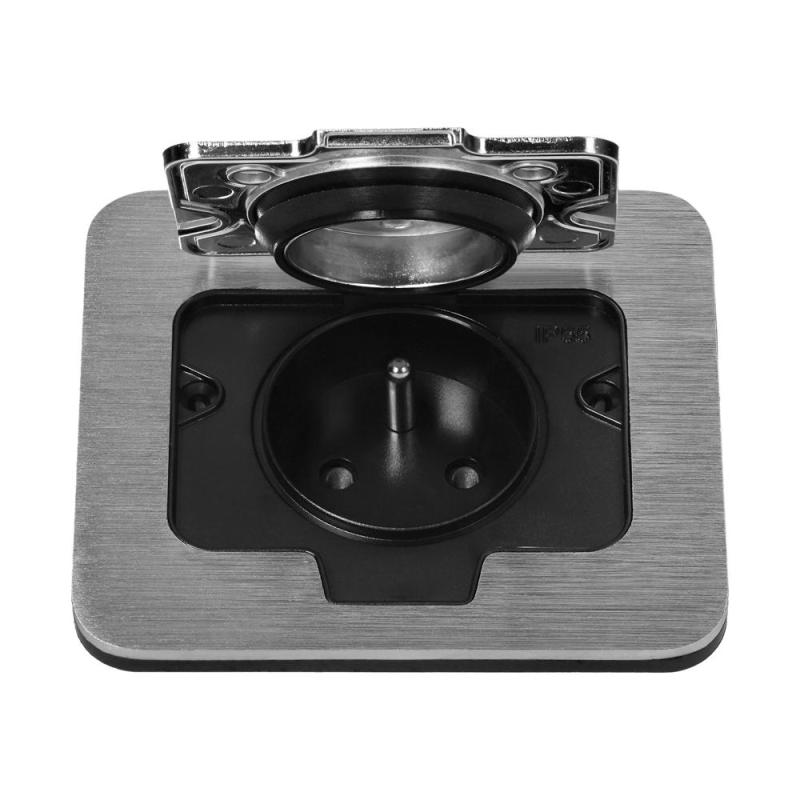 Hermetyczne gniazdo elektryczne, IP55, kąt otwarcia 110st. szczotkowane aluminium Hermetyczne gniazdo elektryczne, IP55, kąt otwarcia 110st. szczotkowane aluminium