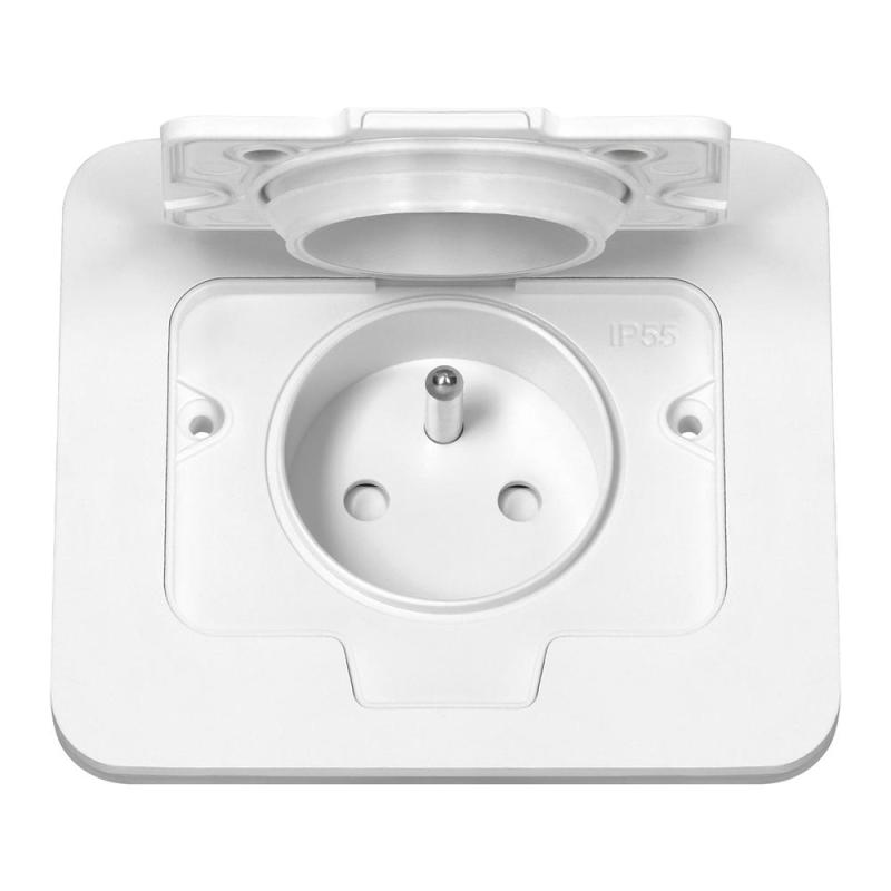 Hermetyczne gniazdo elektryczne prostokątne, IP55, 1x2P+Z(French), białe Hermetyczne gniazdo elektryczne prostokątne, IP55, 1x2P+Z(French), białe