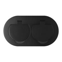 Hermetyczne gniazdo elektryczne podwójne, owalne, IP55, 2x2P+Z(French), czarne