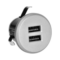 Ładowarka 2xUSB (typ A, 3,4A) wpuszczana w blat, srebrna
