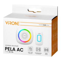 PELA AC, dzwonek bezprzewodowy sieciowy, learning system, 60 dźwięków, LED RGB, 300m, biały