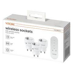 Zestaw bezprzewodowych gniazd MINI Schuko, sterowanych pilotem 3+1, 2300W